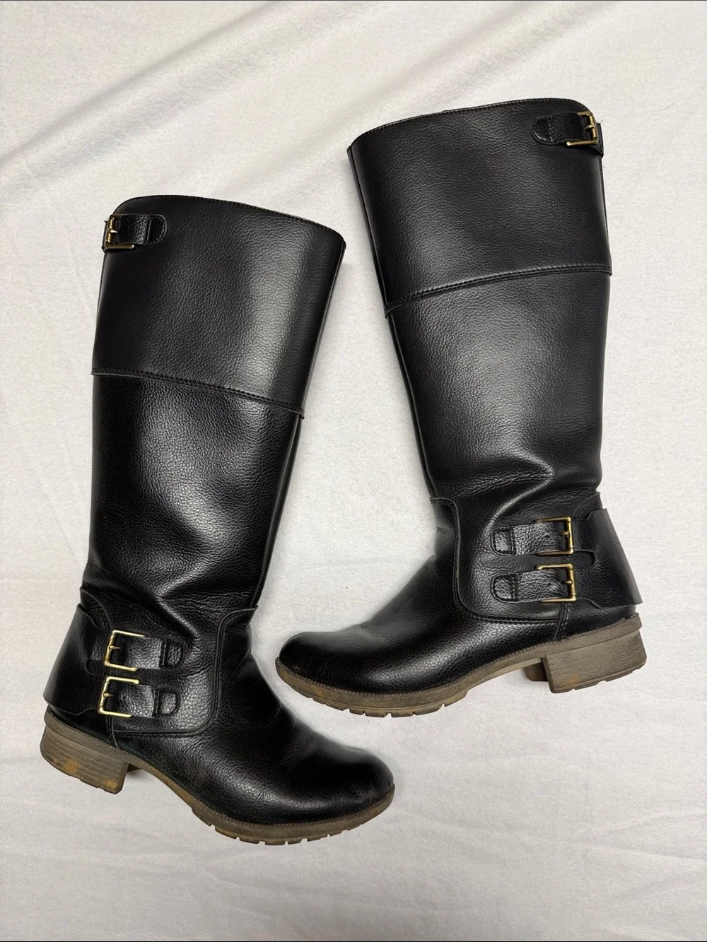 Clarks Riddle Phrase Black Leather Knee High Riding Boots Size 8